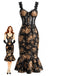 French Floral Fishtail Bodycon Midi Dress 1