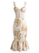 French Floral Fishtail Bodycon Midi Dress 4