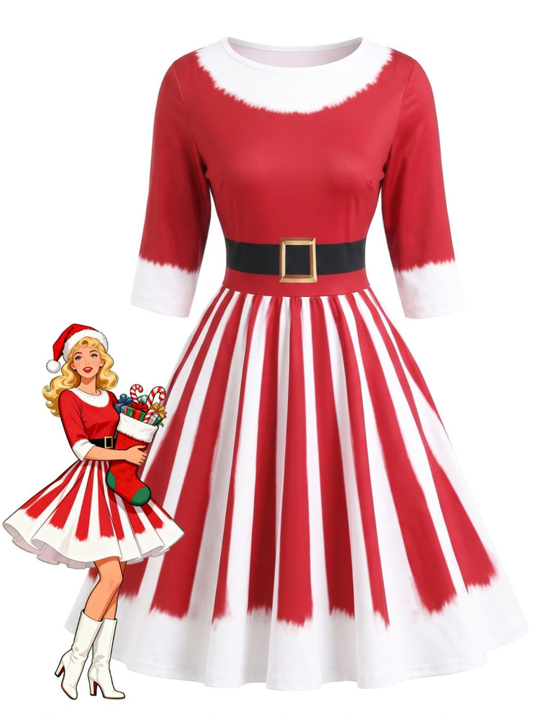 Christmas Print Fit and Flare Midi Dress 3