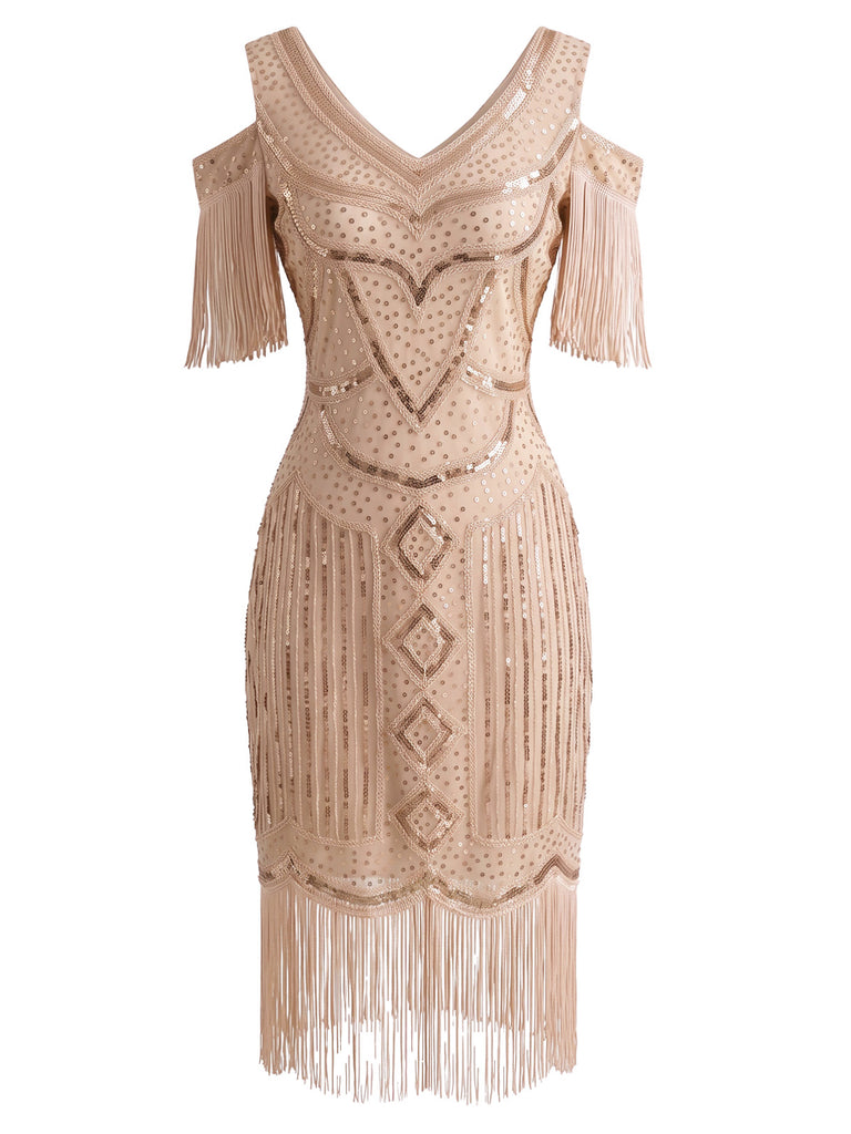 1920s Beaded Fringe Flapper Midi Dress 3
