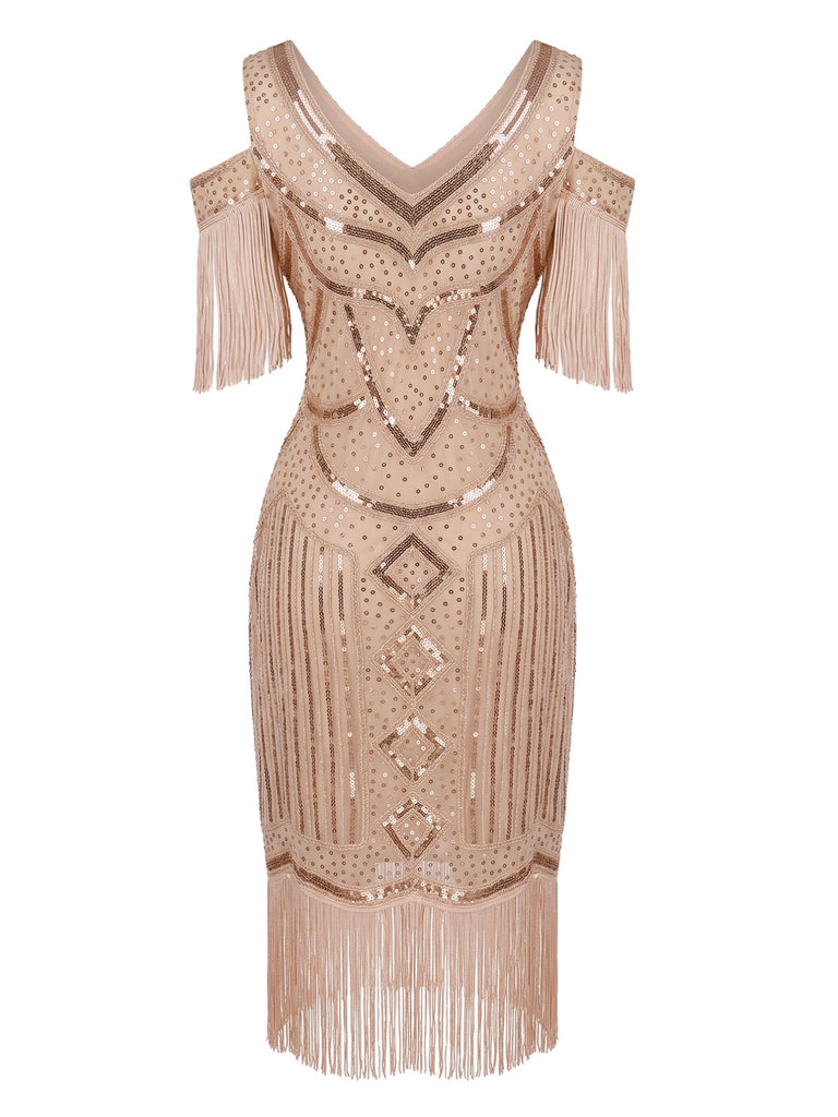 1920s Beaded Fringe Flapper Midi Dress 4