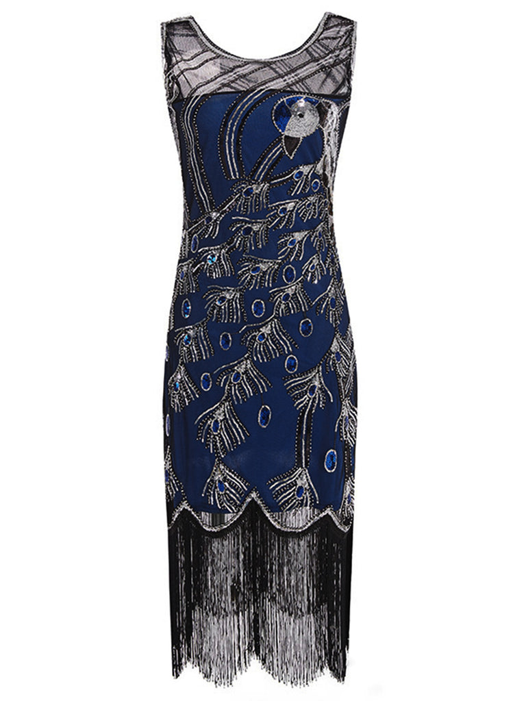 1920s Beaded Fringe Flapper Midi Dress 2