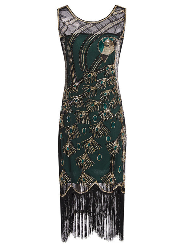 1920s Beaded Fringe Flapper Midi Dress 4
