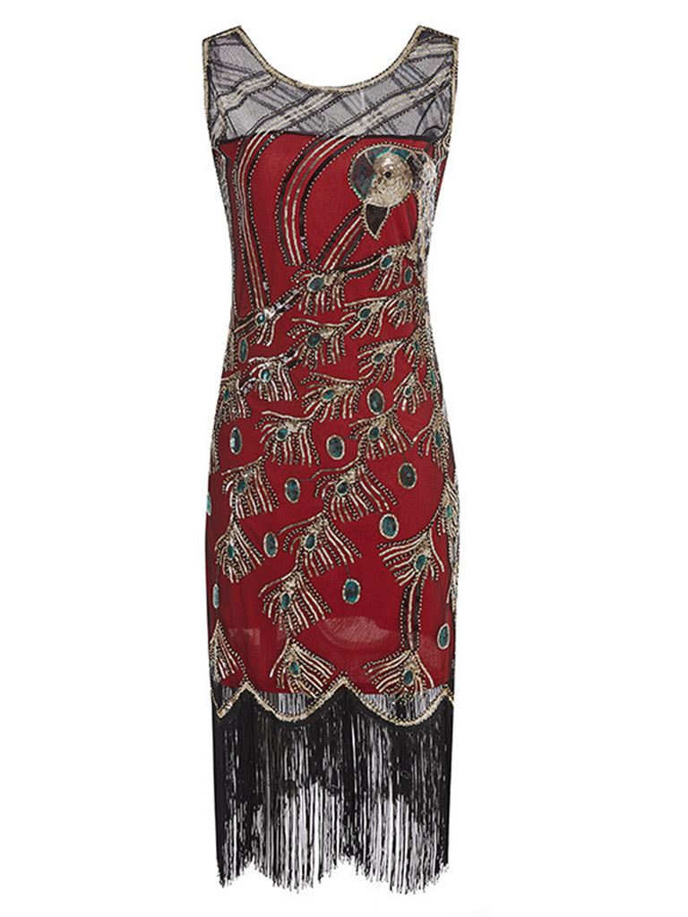 1920s Beaded Fringe Flapper Midi Dress 5