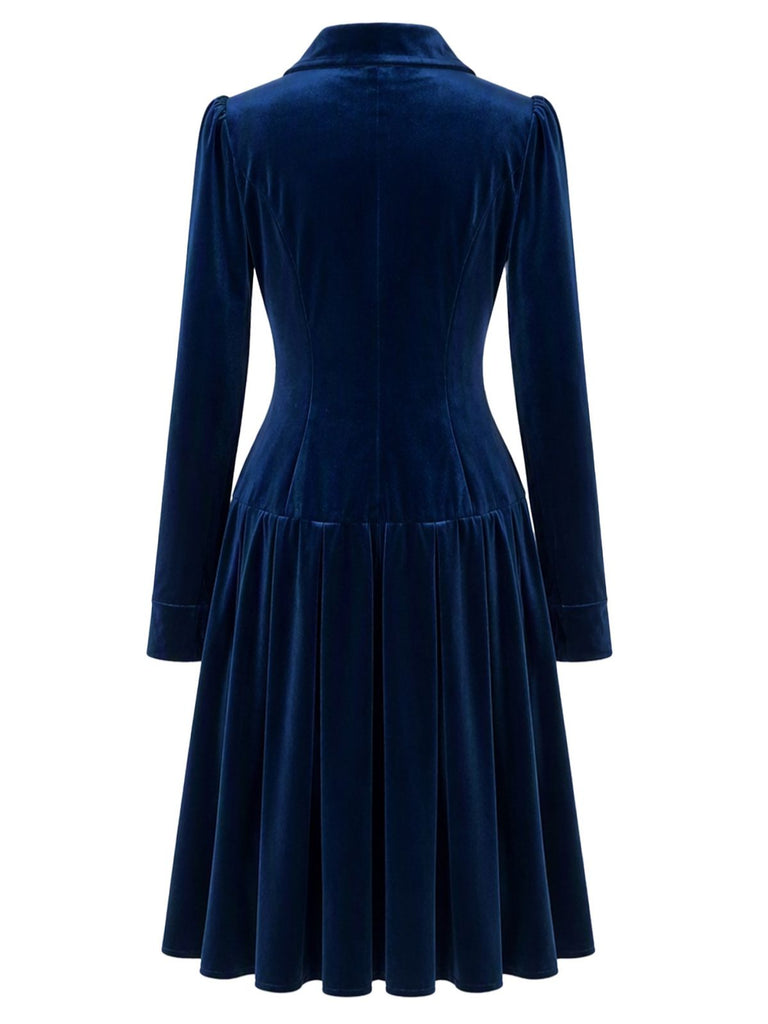 Velvet Double Breasted Fit and Flare Midi Dress 3