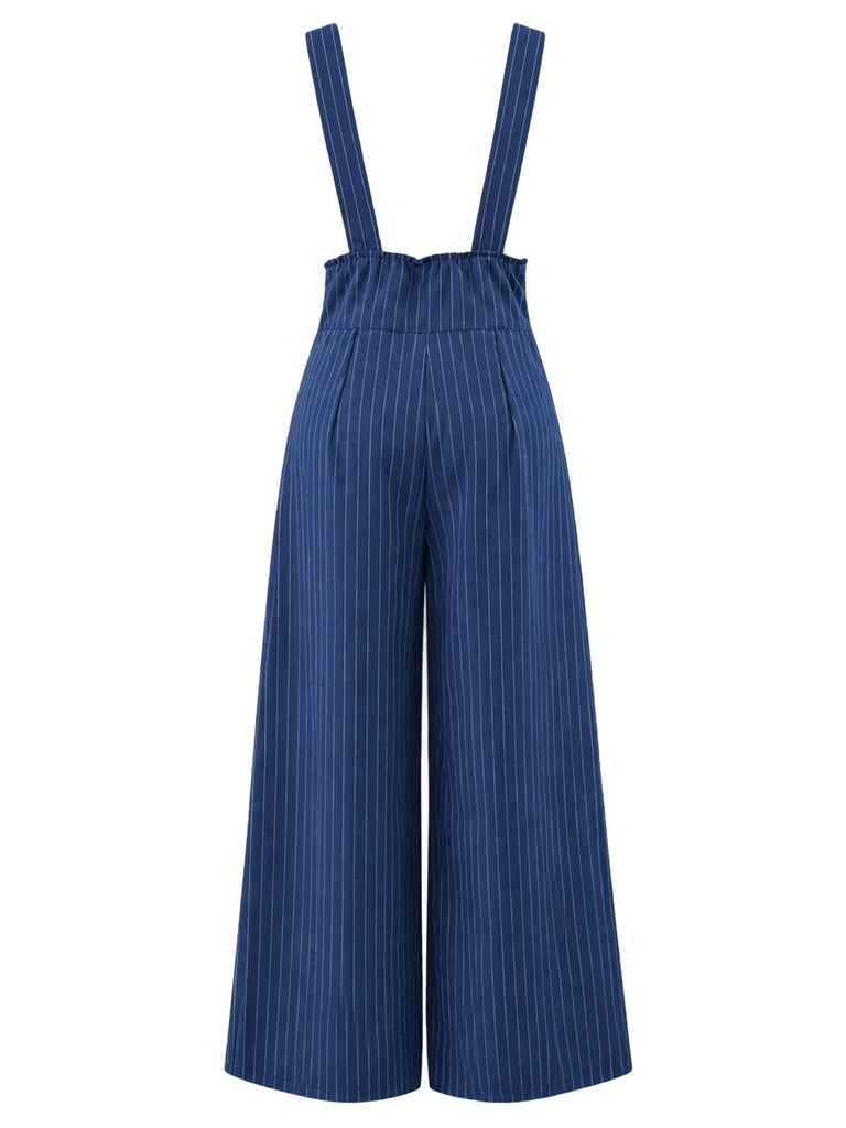 Button Front Wide Leg Suspender Jumpsuit 3