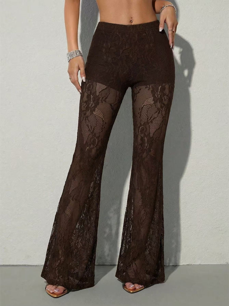 Dark Coffee 1970s Lace Pants 4