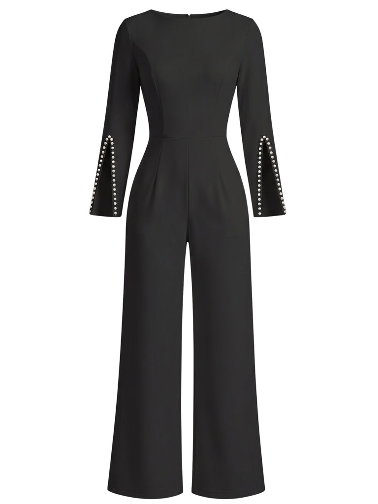 Black 1960s Wide Leg Jumpsuit 2