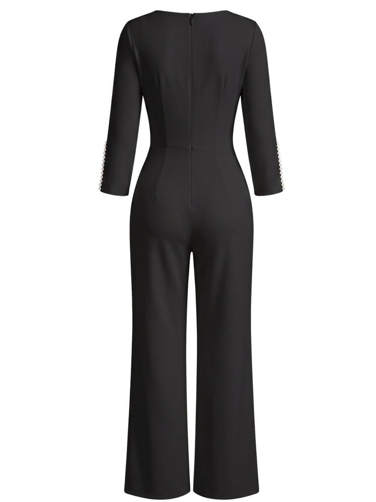 Black 1960s Wide Leg Jumpsuit 3