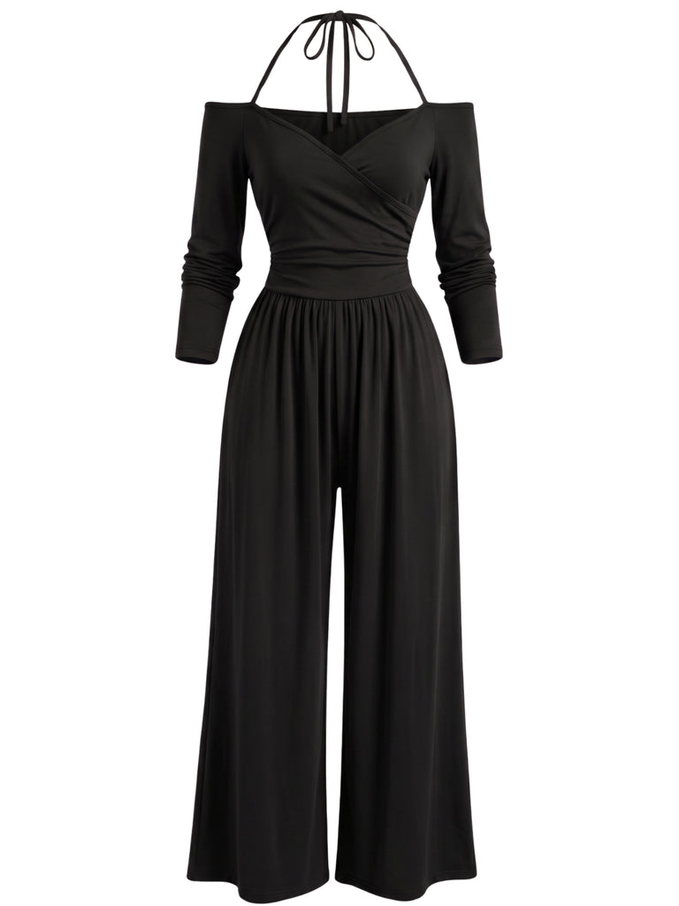 Black 1960s Long Sleeve Jumpsuit 1