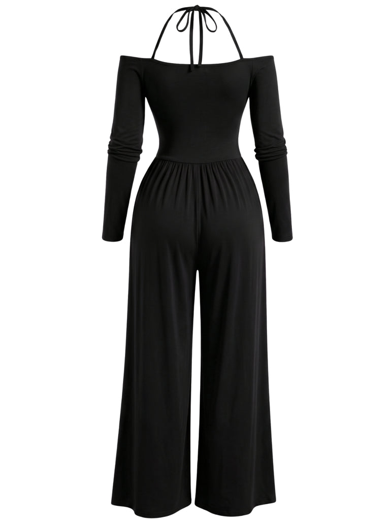 Black 1960s Long Sleeve Jumpsuit 2