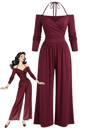 Black 1960s Long Sleeve Jumpsuit 3