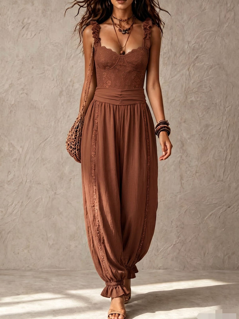 Lace Spaghetti Strap Harem Leg Jumpsuit 4