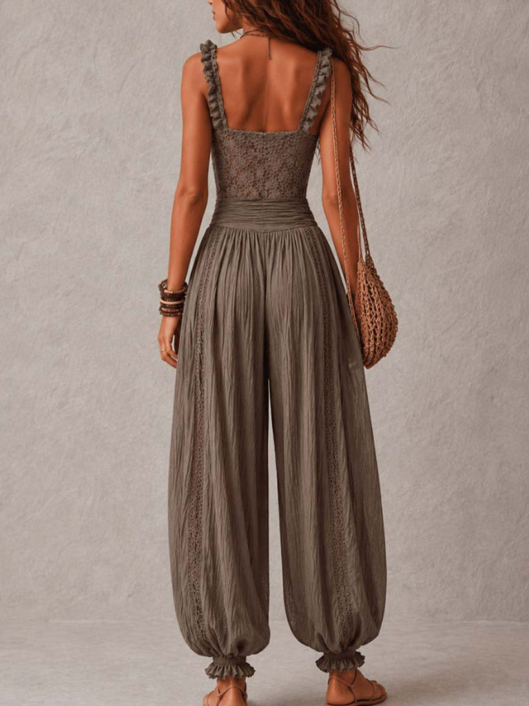 Lace Spaghetti Strap Harem Leg Jumpsuit 8