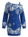 Christmas Snowflake Print Off Shoulder Mini Dress 3