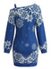 Christmas Snowflake Print Off Shoulder Mini Dress 4
