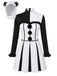 Black & White 1960s Halloween Horror Clown Costume Dress with Headpiece