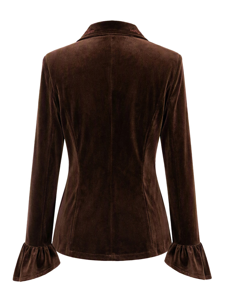 Velvet Floral Embroidered Ruffle Cuff Jacket 3