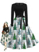 Christmas Print Long Sleeve Fit and Flare Dress 1