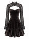 Brown 1970s Lace Velvet Long Sleeve Dress 2