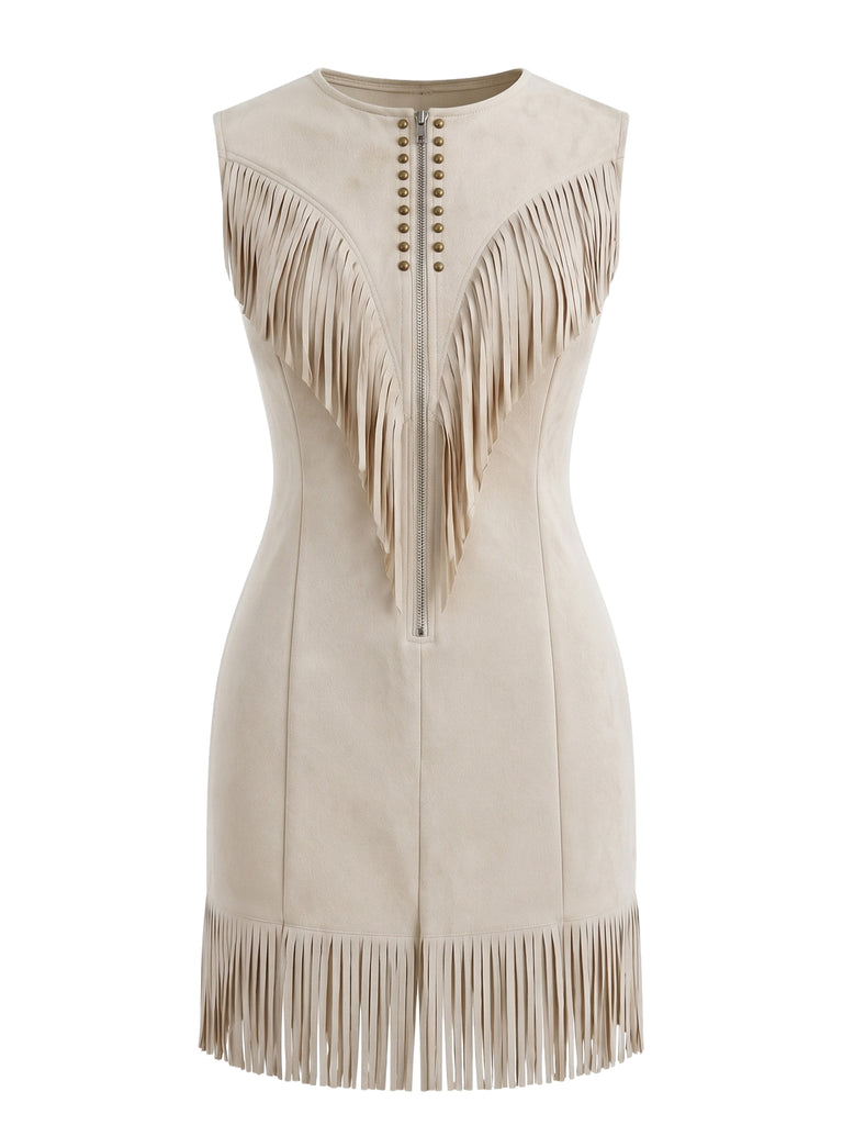 Black 1960s Fringe V Neck Dress 3