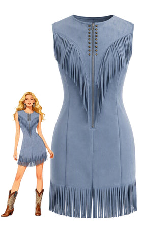 Black 1960s Fringe V Neck Dress 8