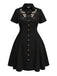 [Pre-Sale] [Plus Size] Black 1950s Cotton Floral Embroidered Western Style Dress