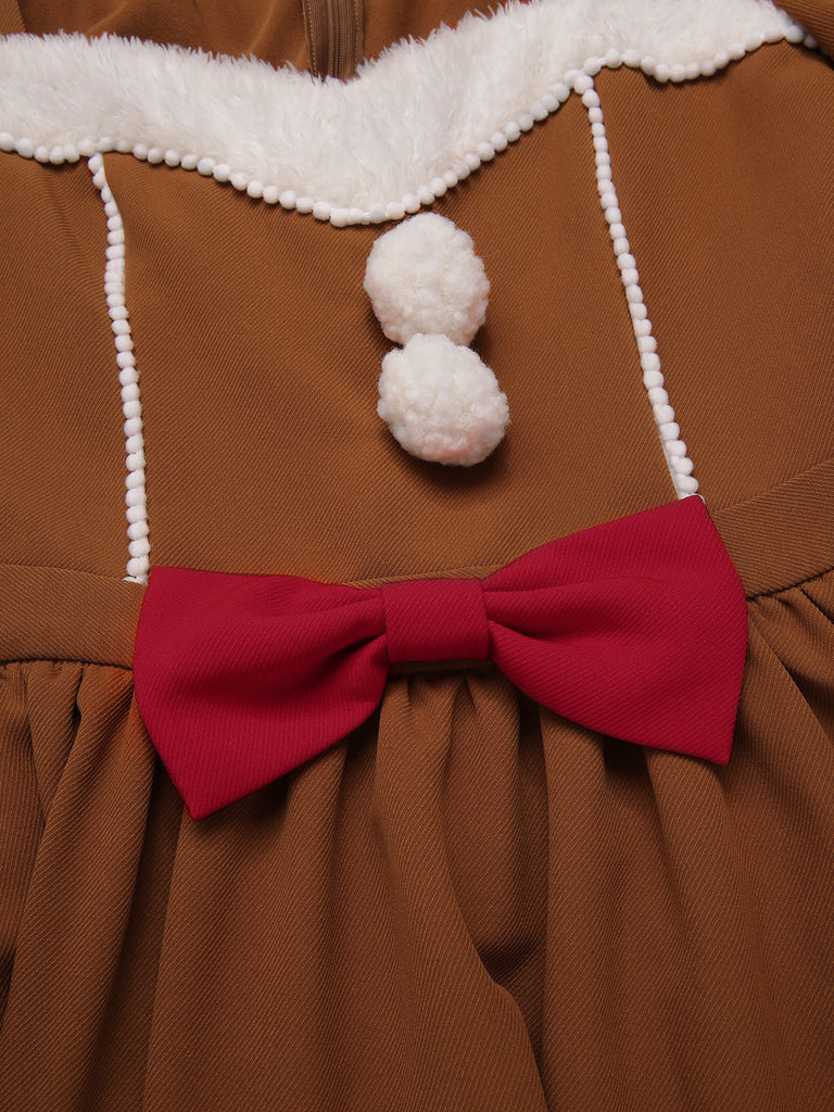 [Pre-Sale] [Plus Size] Turmeric 1950s Gingerbread Man Plush Trim Dress