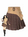 [Pre-Sale] Brown 1960s Plaid Patchwork Belted Pleated Skirt