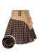 [Pre-Sale] Brown 1960s Plaid Patchwork Belted Pleated Skirt