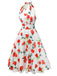 White 1950s Watercolor Rose Halter Dress