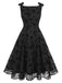 Black 1950s Butterfly Flocking Mesh Dress