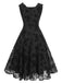 Black 1950s Butterfly Flocking Mesh Dress