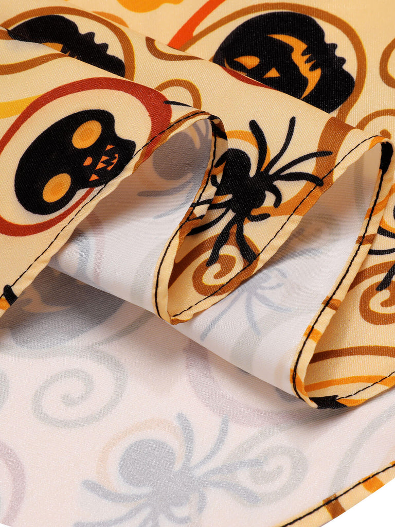 Black & Yellow 1950s Pumpkin Bat Spider Dress