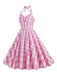 2PCS Parent-child outfit-1950s Plaid Halter Swing Dress