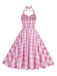 1950s Plaid Halter Swing Dress