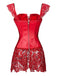 Red Steampunk Leather Gothic Lace Corset