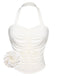 White 1950s Solid Pleated Halter Top