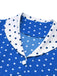 Blue & White 1940s Polka Dot Lapel Dress