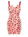 Pink 1960s Strawberry Drawstring Strap Pencil Dress