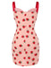 Pink 1960s Strawberry Drawstring Strap Pencil Dress