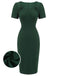 Dark Green 1940s Solid Wrap Dress