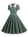 1950s Lapel Vertical Stripes Swing Dress