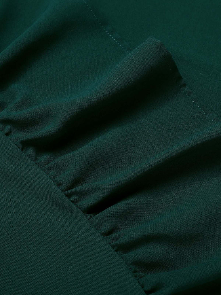 Green 1950s Lantern Sleeve Wrap V-Neck Dress