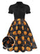 1950s Halloween Pumpkin Bow Tie Dress
