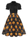1950s Halloween Pumpkin Bow Tie Dress