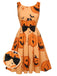 Orange 1950s Halloween Sleeveless Beading Dress