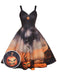 Black 1950s Halloween Pumpkin Swing Dress