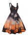 Black 1950s Halloween Pumpkin Swing Dress