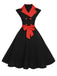 Black 1950s Halloween Polka Dots Swing Dress